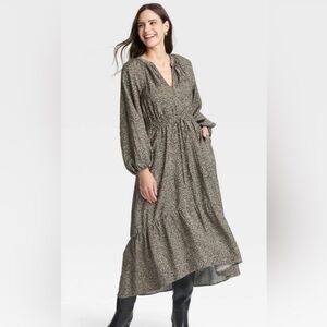 A New Day Leopard Print Balloon Sleeve Dress